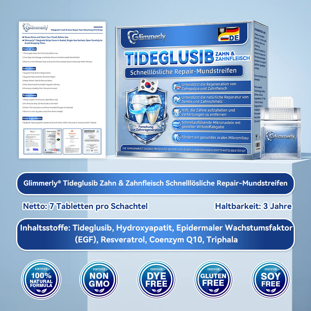 𝐺𝑙𝑖𝑚𝑚𝑒𝑟𝑙𝑦®🏆 Tideglusib Zahn & Zahnfleisch Schnelllösliche Repair-Mundstreifen🎋
